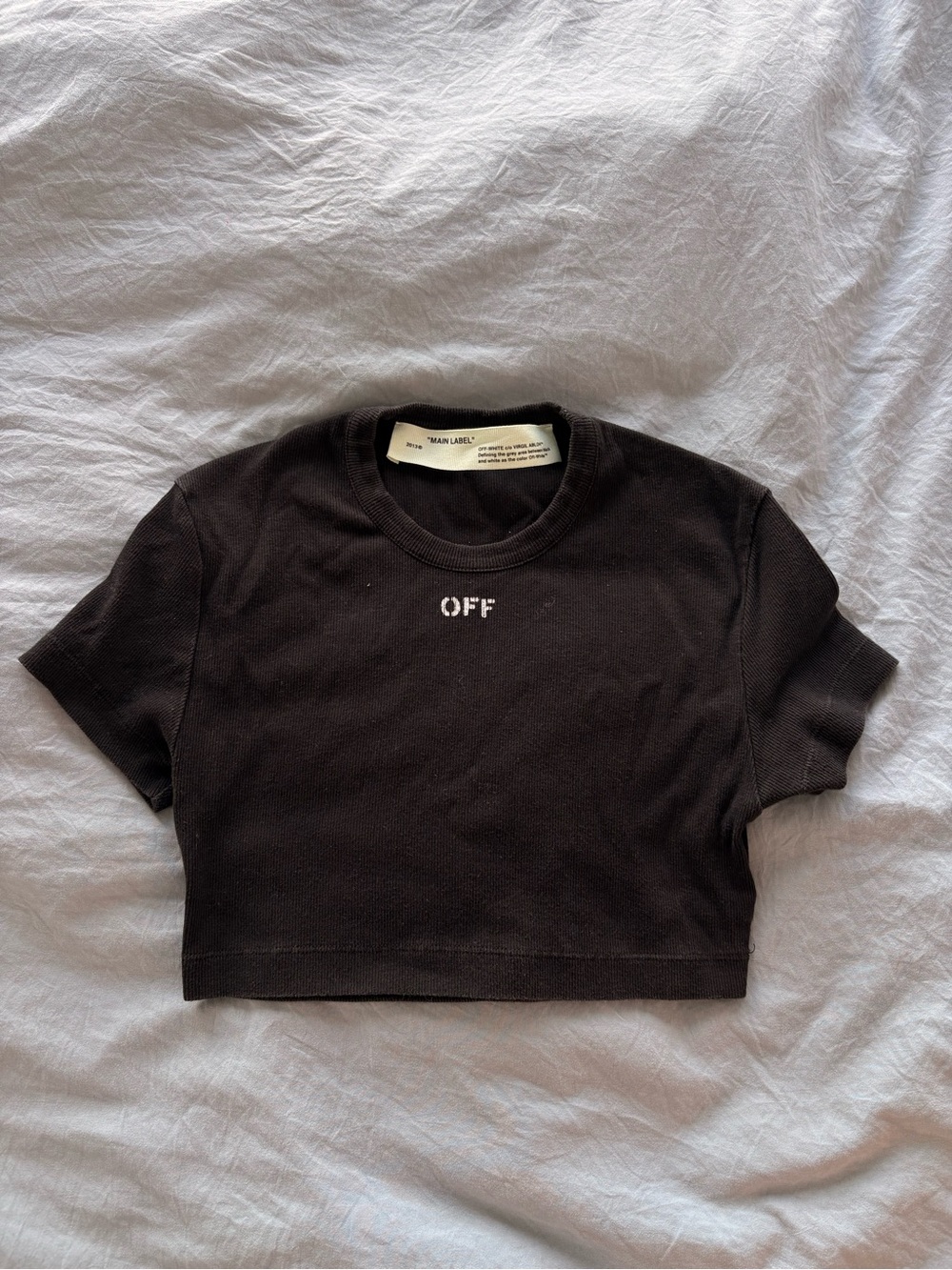 Off-White Black Cropped 'OFF' Logo Tee - Women's